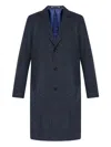 Ps By Paul Smith Buttoned Twill Coat In Blue