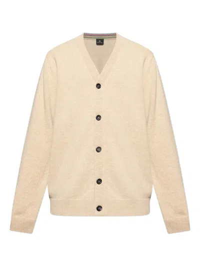 Ps By Paul Smith Buttoned V-neck Cardigan In Neutral