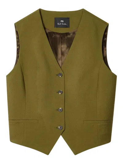 Ps By Paul Smith Buttoned Waistcoat In Green
