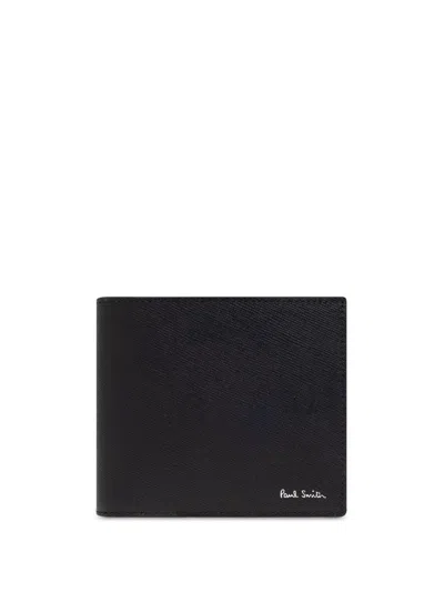 Ps By Paul Smith Calf Leather Wallet With Print In Black