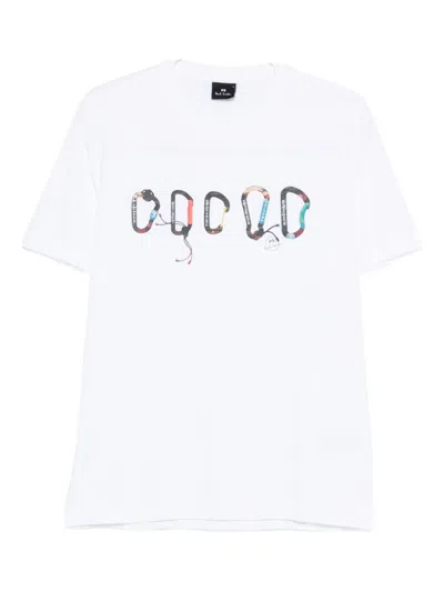 Ps By Paul Smith Ps Paul Smith Carabiner Organic Cotton T-shirt In White
