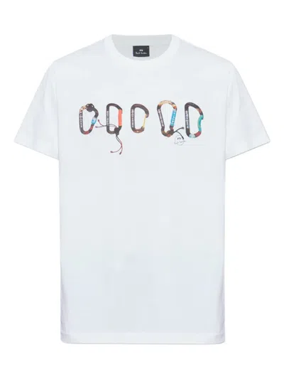 Ps By Paul Smith Carabiner-print T-shirt In White