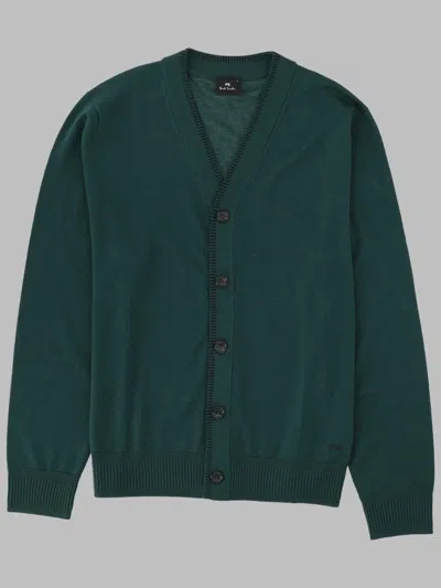 Ps By Paul Smith Cardigan In Lana Merino Con Bottoni In Green