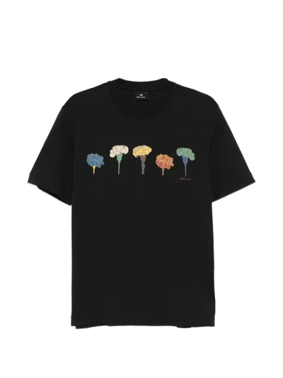 Ps By Paul Smith Carnation Short-sleeve T-shirt In Black