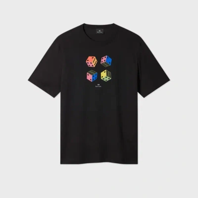 Ps By Paul Smith Casual-fit Black 'dice' T-shirt