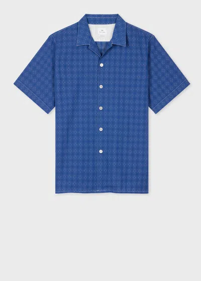 Ps By Paul Smith Casual-fit Cotton Blue 'geometric' Shirt