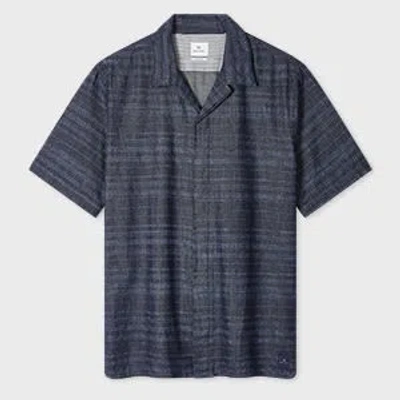Ps By Paul Smith Casual-fit Denim Wash 'laser Etch' Shirt Blue