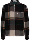 Ps By Paul Smith Ecru And Burgundy Check Wool-blend Harrington Jacket White In 灰色