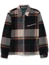 Ps By Paul Smith Ecru And Burgundy Check Wool-blend Harrington Jacket White In Brown