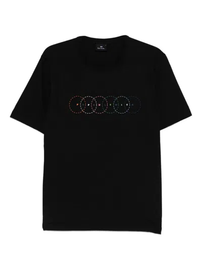 Ps By Paul Smith Ps Paul Smith Circles Organic Cotton T-shirt In Black
