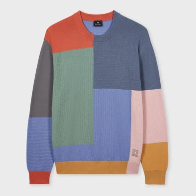 Ps By Paul Smith Colour-block Textured-cotton Sweater Multicolour