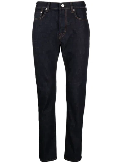 Ps By Paul Smith Contrast-stitching Dark-wash Jeans In Blue