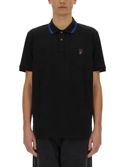 Ps By Paul Smith Cotton Pique Polo In Black