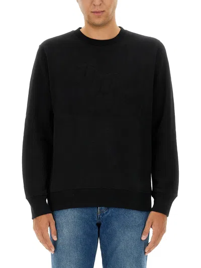Ps By Paul Smith Black Cotton Sweatshirt With Embossed Design