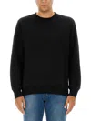 Ps By Paul Smith Black Cotton Sweatshirt With Embossed Design In Black