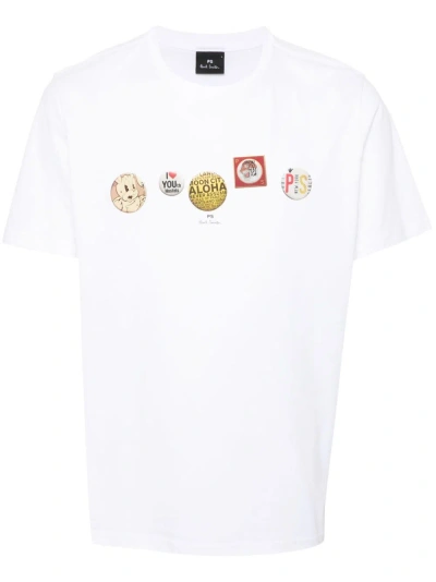 Ps By Paul Smith Cotton T-shirt In Bianco