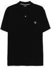Ps By Paul Smith Cotton Zebra-patch Polo Shirt In Black