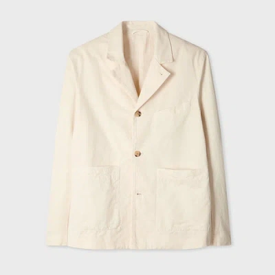 Ps By Paul Smith Cream Cotton-linen Three-button Jacket White In Neutral