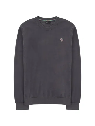 Ps By Paul Smith Crew-neck Embroidered-logo Sweater In Gray