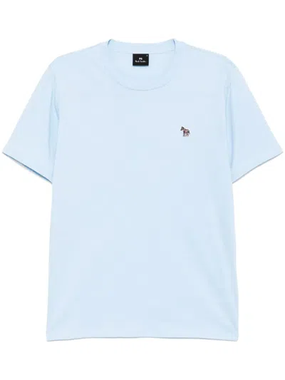 Ps By Paul Smith Pale Blue Organic Cotton Zebra Logo T-shirt