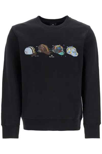 Ps By Paul Smith Ps Paul Smith Cycling Caps Print Sweatshirt In Black