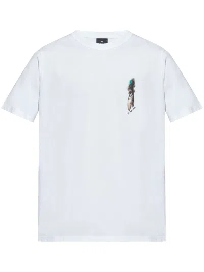 Ps By Paul Smith Ps Paul Smith Cyclist Silhouette Cotton T-shirt In White