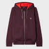 Ps By Paul Smith Damson Cotton Zip-front Zebra Logo Hoodie Red In Burgundy