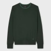 Ps By Paul Smith Dark Green Contrast-collar Merino Wool Sweater In Green