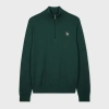 Ps By Paul Smith Dark Green Cotton-blend Zebra Logo Half Zip Sweater
