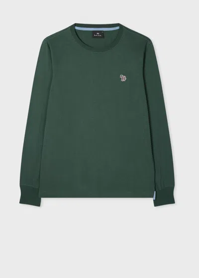 Ps By Paul Smith Dark Green Cotton Zebra Logo Long-sleeve T-shirt