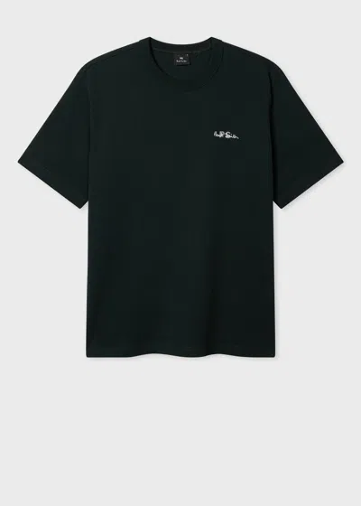 Ps By Paul Smith Dark Green Logo Embroidery Cotton T-shirt