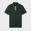 Ps By Paul Smith Dark Green Polo Shirt With Stripe Tipping In Black