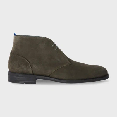 Ps By Paul Smith Dark Green Suede 'drummond' Boots Brown