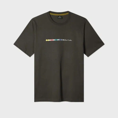 Ps By Paul Smith Dark Grey 'bike Chain' Print T-shirt In Gray