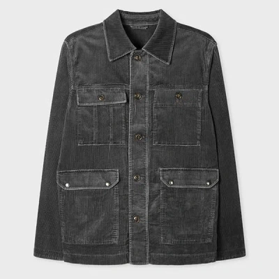 Ps By Paul Smith Dark Grey Corduroy Utility Jacket In Black