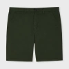 Ps By Paul Smith Dark Khaki Organic Cotton-stretch Shorts Green In Green