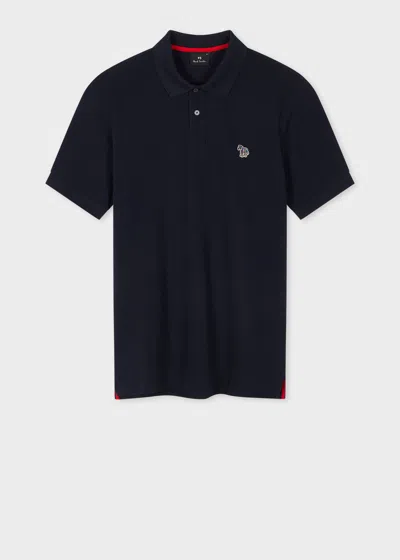 Ps By Paul Smith Dark Navy Cotton-piqué Zebra Logo Polo Shirt Blue