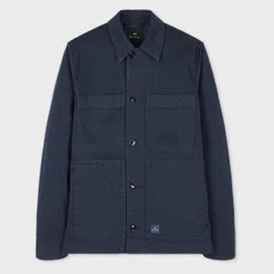 Ps By Paul Smith Dark Navy Garment-dyed Organic Cotton Work Jacket Blue