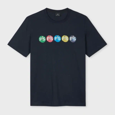 Ps By Paul Smith Dark Navy 'ps Broken Circle' Print T-shirt Blue