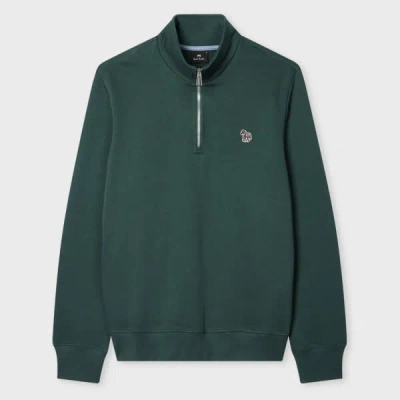 Ps By Paul Smith Dark Teal Organic Cotton Logo Half-zip Sweatshirt Green