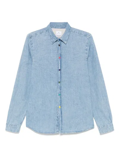 Ps By Paul Smith Denim Cotton Shirt In Blue