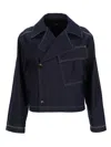Ps By Paul Smith Denim Solid Shirt Collar Jacket In Blue