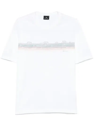 Ps By Paul Smith Desert Stripe-print T-shirt In White