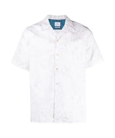 Ps By Paul Smith Doodle-print Camp-collar Shirt In White