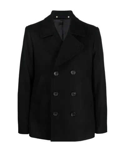 Ps By Paul Smith Double-breasted Wool-blend Coat In Black