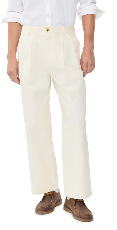 Ps By Paul Smith Double Pleat Trousers Natural In White
