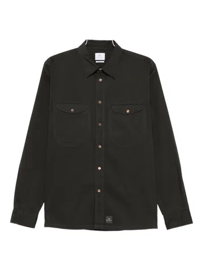Ps By Paul Smith Double Pocket Casual Fit Shirt Bottle Green In Black