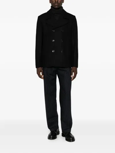 Ps By Paul Smith Double-breasted Peacoat In Black