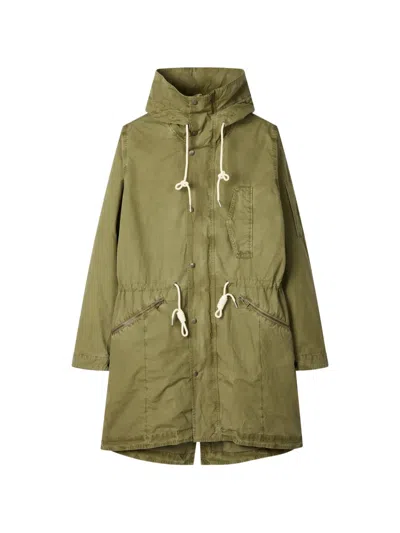 Ps By Paul Smith Drawstring Hooded Coat In Green