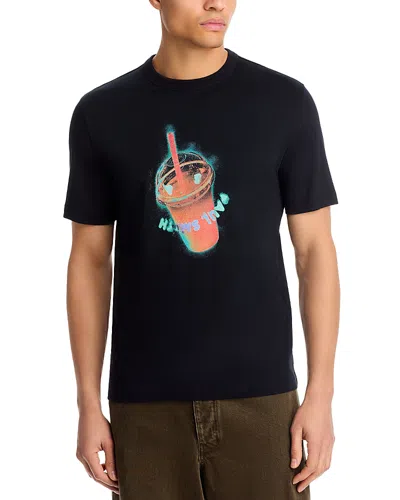 Ps By Paul Smith Ps Paul Smith Drink Graphic Organic Cotton T-shirt In Black